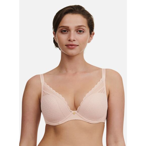 NWOT Chantelle Norah Chic Plunge T-Shirt Bra Lace‎ in Rose Size 32DDDD - Picture 1 of 8